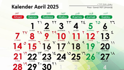 Kalender April 2025